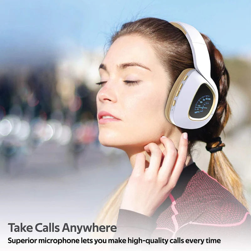 Flashing Wireless Headphones with LED Speedometer Display